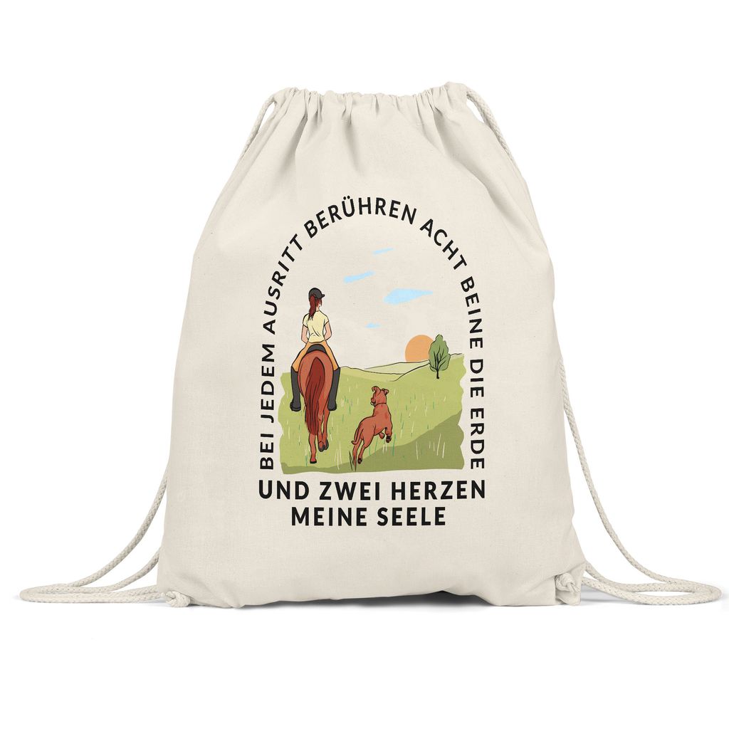Ausritt Turnbeutel Gymsack Hunde Pferde Tiere Tierliebhaber Pferdeliebhaber Reiterin Reiten Pony Hobbie Freiheit Seele