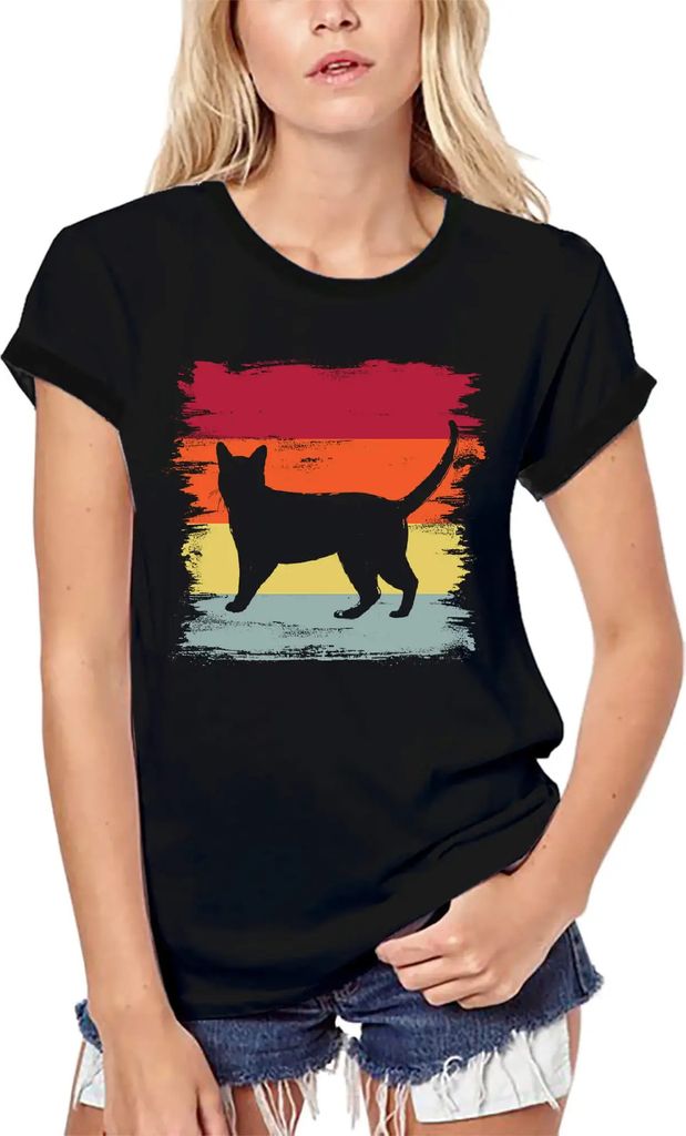 Damen Grafik T-Shirt aus Biobaumwolle Bengalische Schattenkatze Kunst – Bengal Shadow Cat Art – Öko-Verantwortlich Vintage Jahrgang Kurzarm Lu...