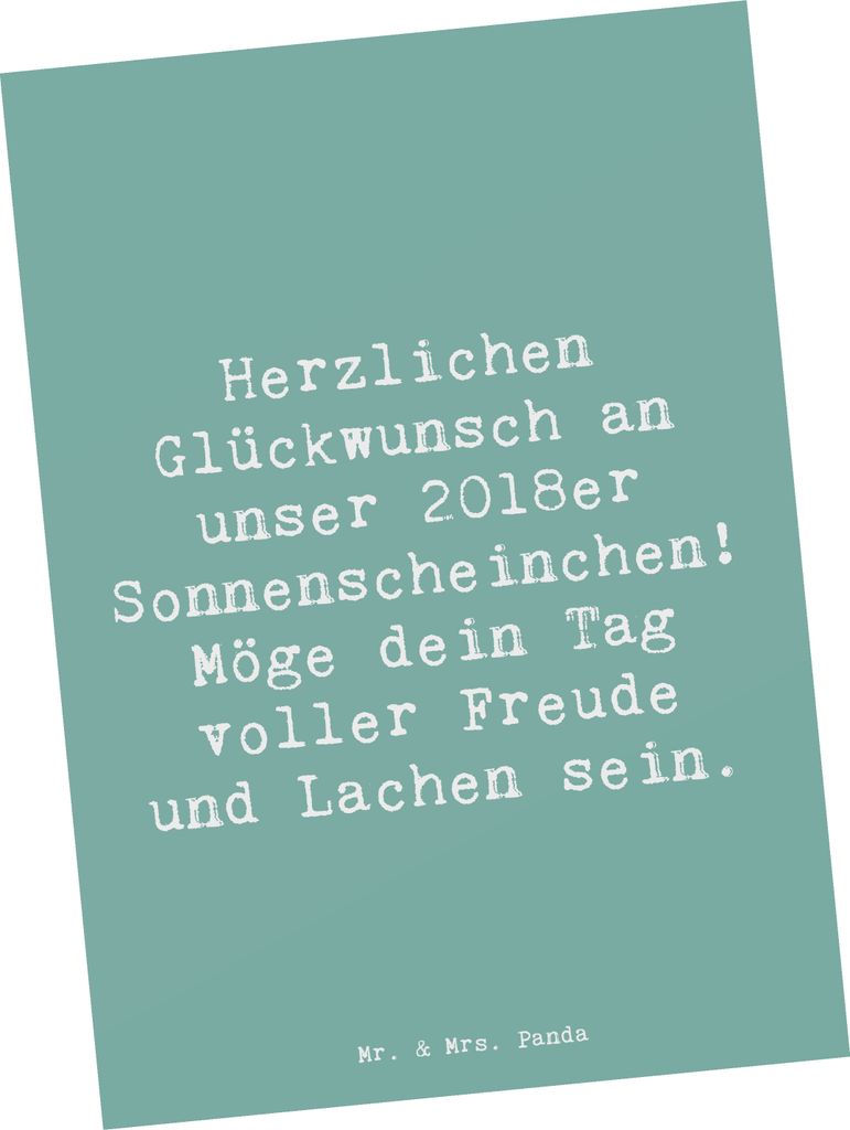 Mr. & Mrs. Panda Postkarte Spruch 2018 Geburtstag Sonnenscheinchen - Meeresbrise - Geschenk, Geburtstagsgeschenk, Erinnerungen, spezieller Tag, Ans...