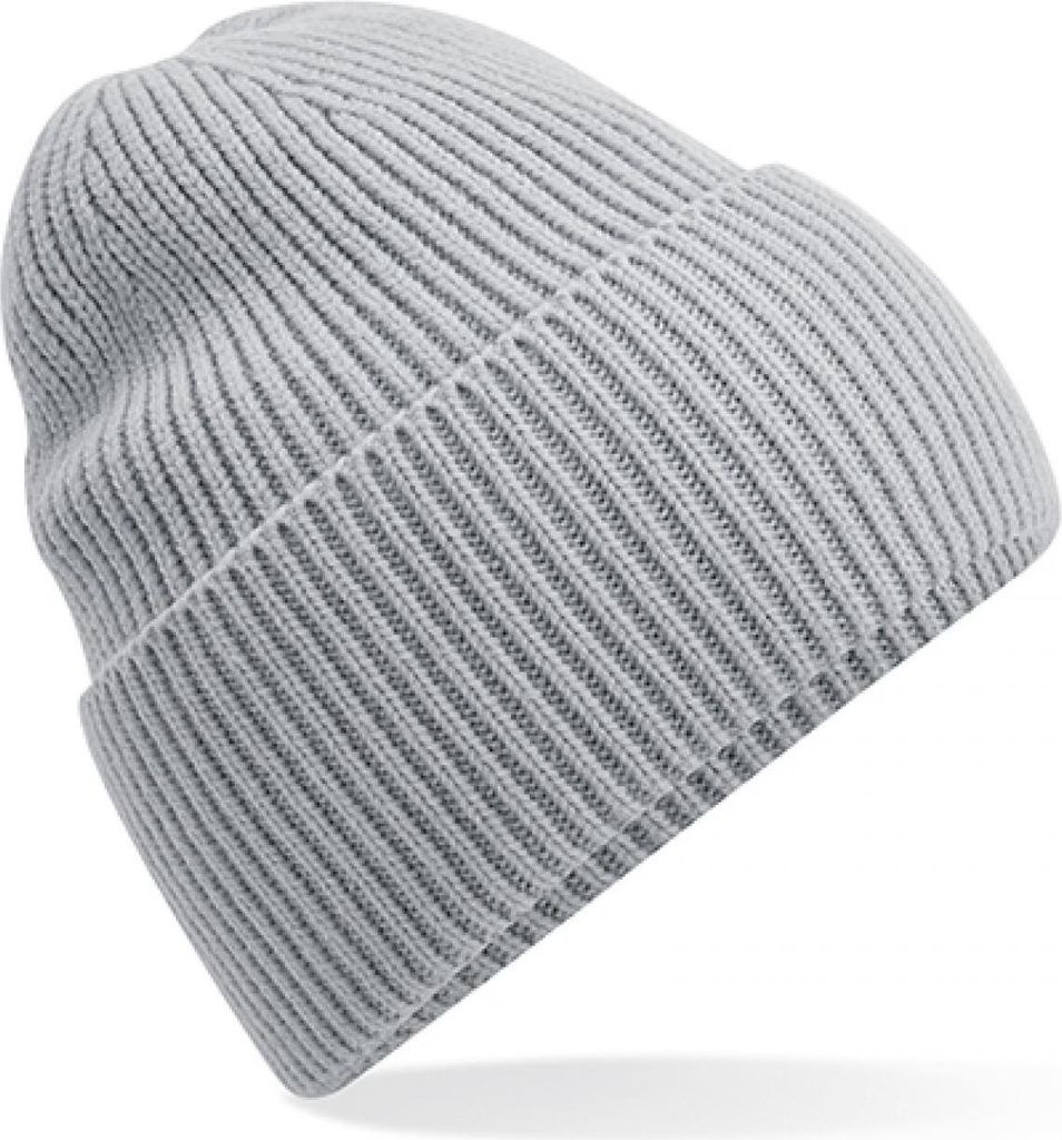 Beechfield B384R | Oversized Cuffed Beanie - 50% recycelten Polyester - Farbe: Light Grey - Größe: One Size