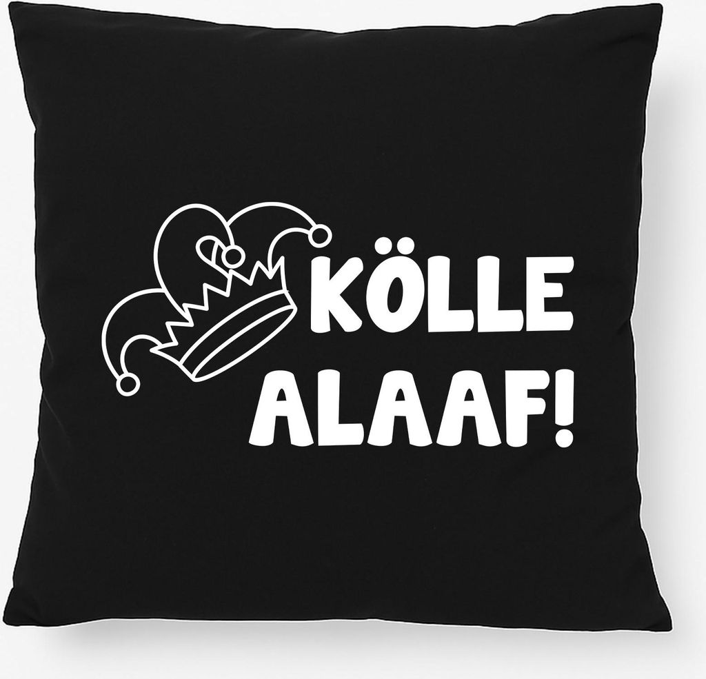 Huuraa Kissen Kölle Alaaf Narrenkappe 40x40cm mit Füllung Black Baumwolle Dekokissen Geschenkidee