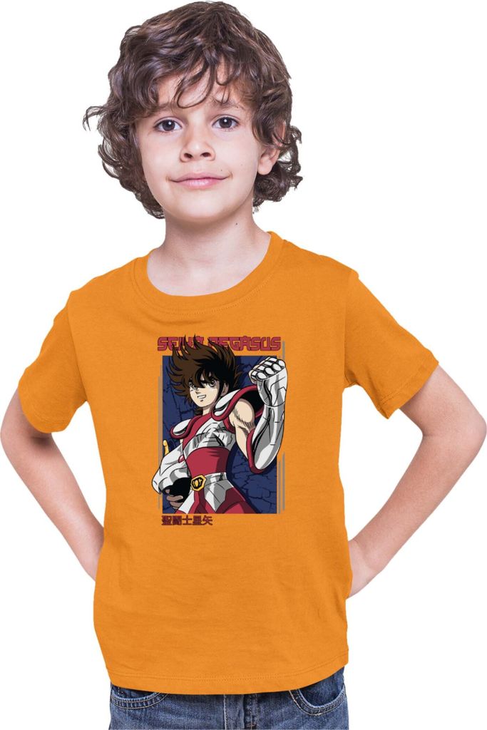 Kinder T-Shirt Japan Anime Manga Saint Anime Seiya Pegasus Seiya 04 Pegasus Seiya, 9-11 Jahr - 140 / Orange