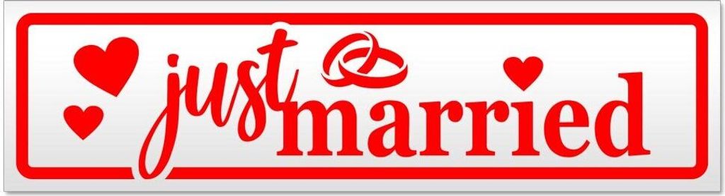 Kiwistar Just Married Ringe Herzen Magnetschild Schild magnetisch - 60cm Rot - Magnetfolie für Auto PKW Kfz