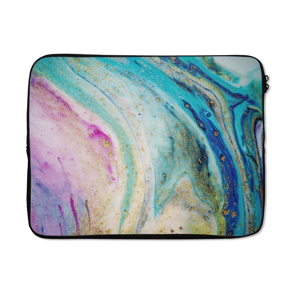 MuchoWow Laptop Hülle 17 Zoll Laptoptasche Marmor - Farbe - Regenbogen - Zipper - Schutzabdeckung