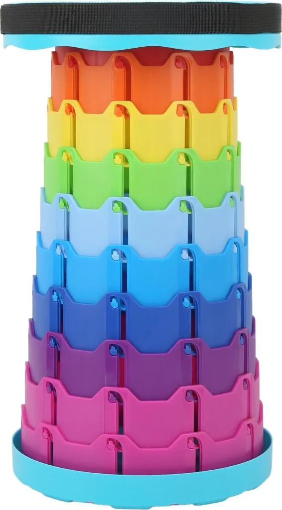 Tabouret Télescopique Portable Rétractable Arc-en-Ciel pour le Camping