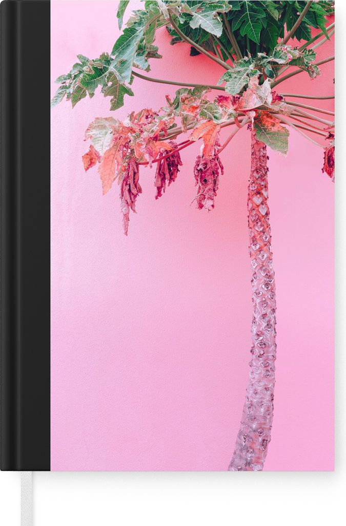 MuchoWow Notizbuch Tagebuch Haushaltsbuch Notebook A5 Palme - Tropisch - Rosa - Sommer - Notizblock - Notizheft - Notebook - Schreibblock - Papier