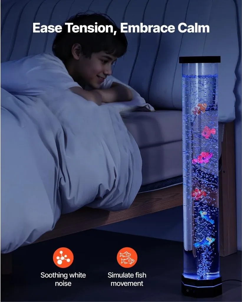 Lampada Lavica 80cm Effetto Acquario | 16 Colori LED e Pesci Tropicali - 2