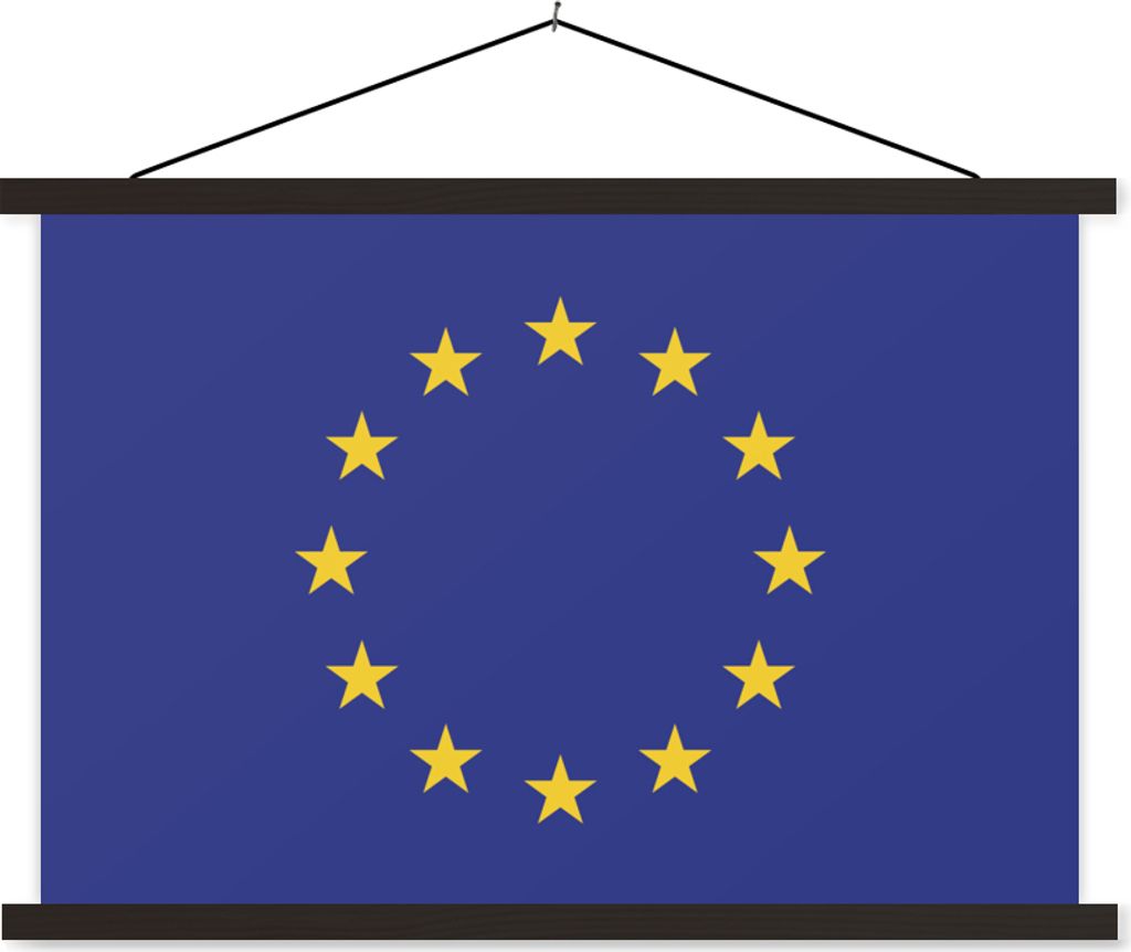 MuchoWow Textilposter Flagge - Europäische Flagge 150x100 cm mit schwarzem Rahmen - Schlafzimmer