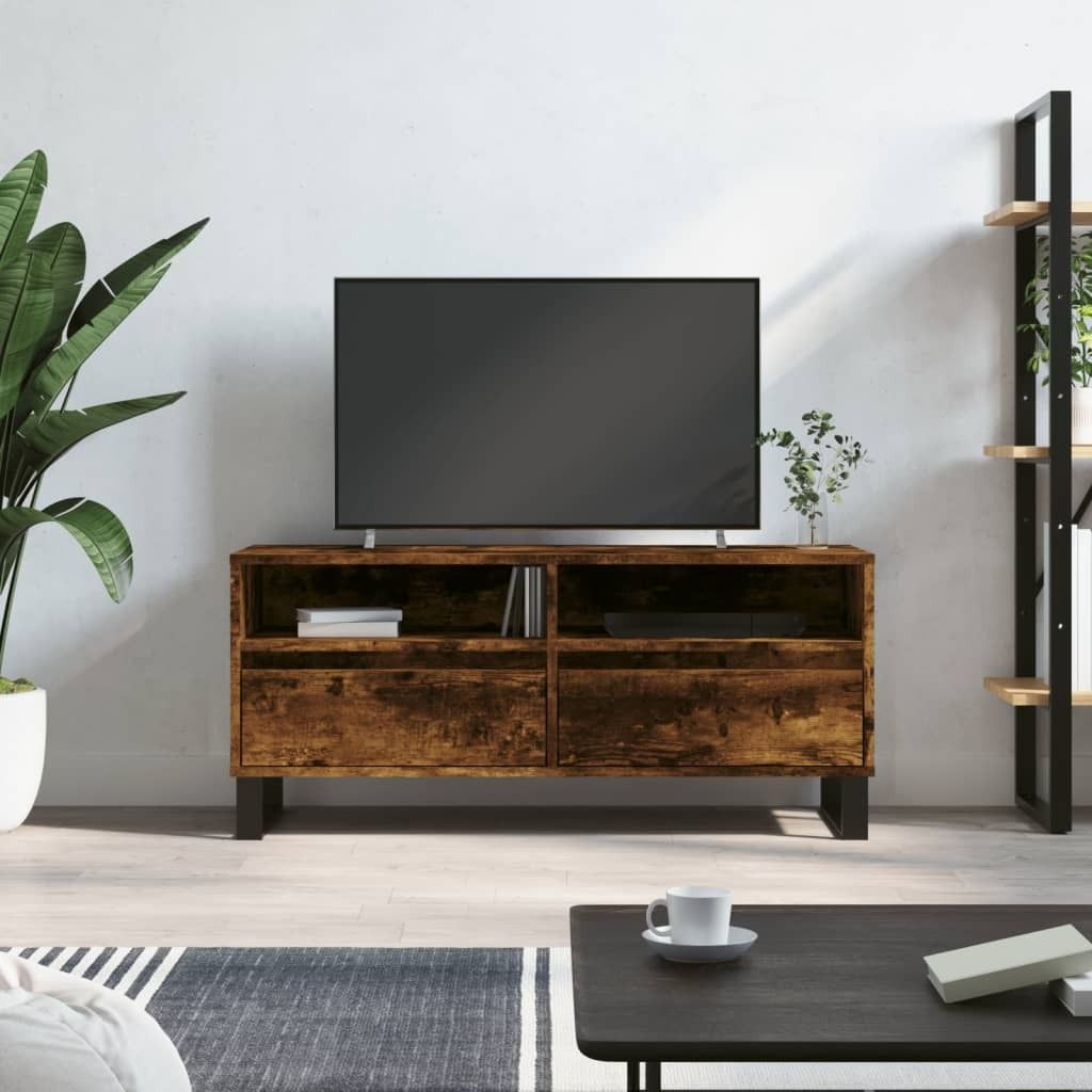 The Living Store TV-Schrank Räuchereiche 100x34,5x44,5 cm Holzwerkstoff