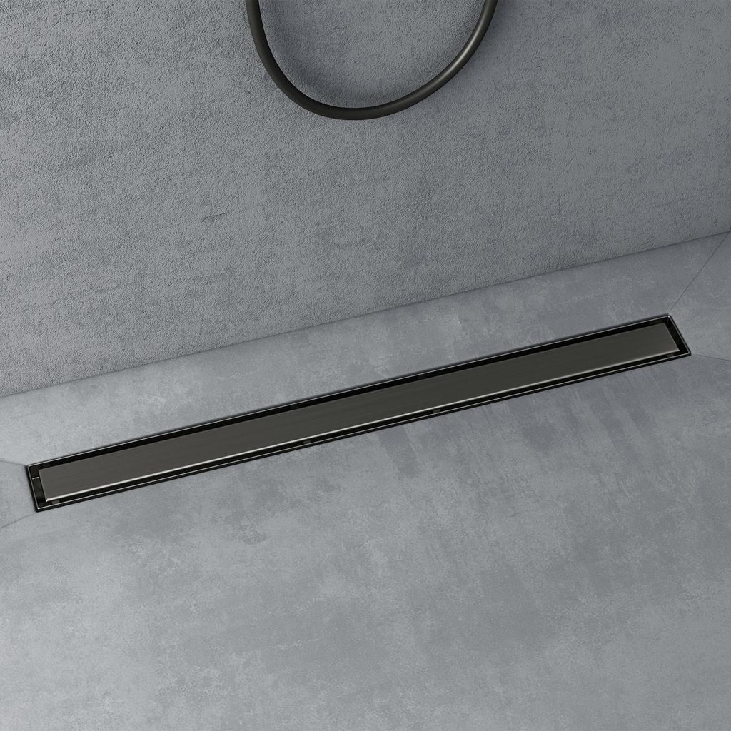 doporro Duschrinne 90cm Edelstahl Dusche Duschablauf mit Gruchstop und Haarsieb befliesbar Duschabfluss Grau KE110 Duschablauf