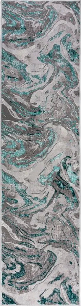 Tapis de passage 60 x 230 cm pour couloir Eris Marbled Emerald moderne