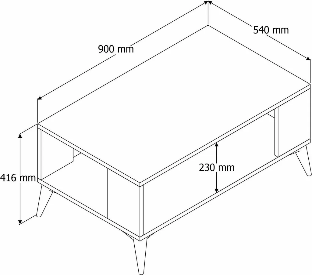 Table basse boisée avec niche de rangement Lozio chêne brun 90 cm - 3