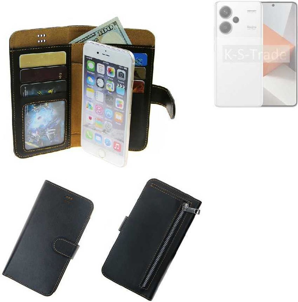 K-S-Trade Schutz Hülle kompatibel mit Xiaomi Redmi Note 13 Pro+ Klapphülle Case Phone cover Slim Handytasche Handy Hülle schwarz aus Kunstleder (1