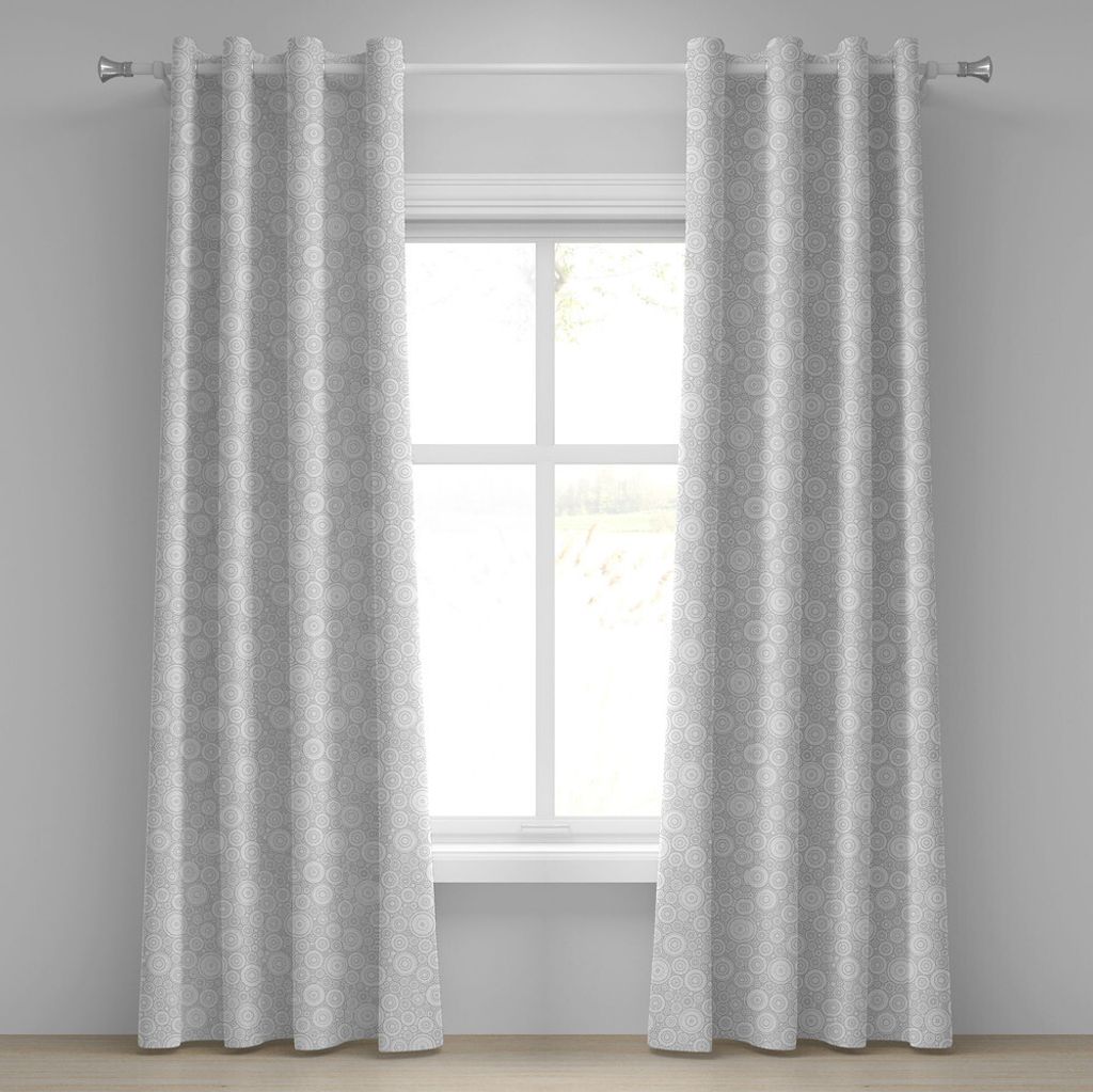 ABAKUHAUS Grau Ösenvorhang, Unterschiedliche Sortierte Kreise Und Runde Einfache Geometrische Art Grafik Druck, Dekorative 2-Panel-Fenstervorhäng...