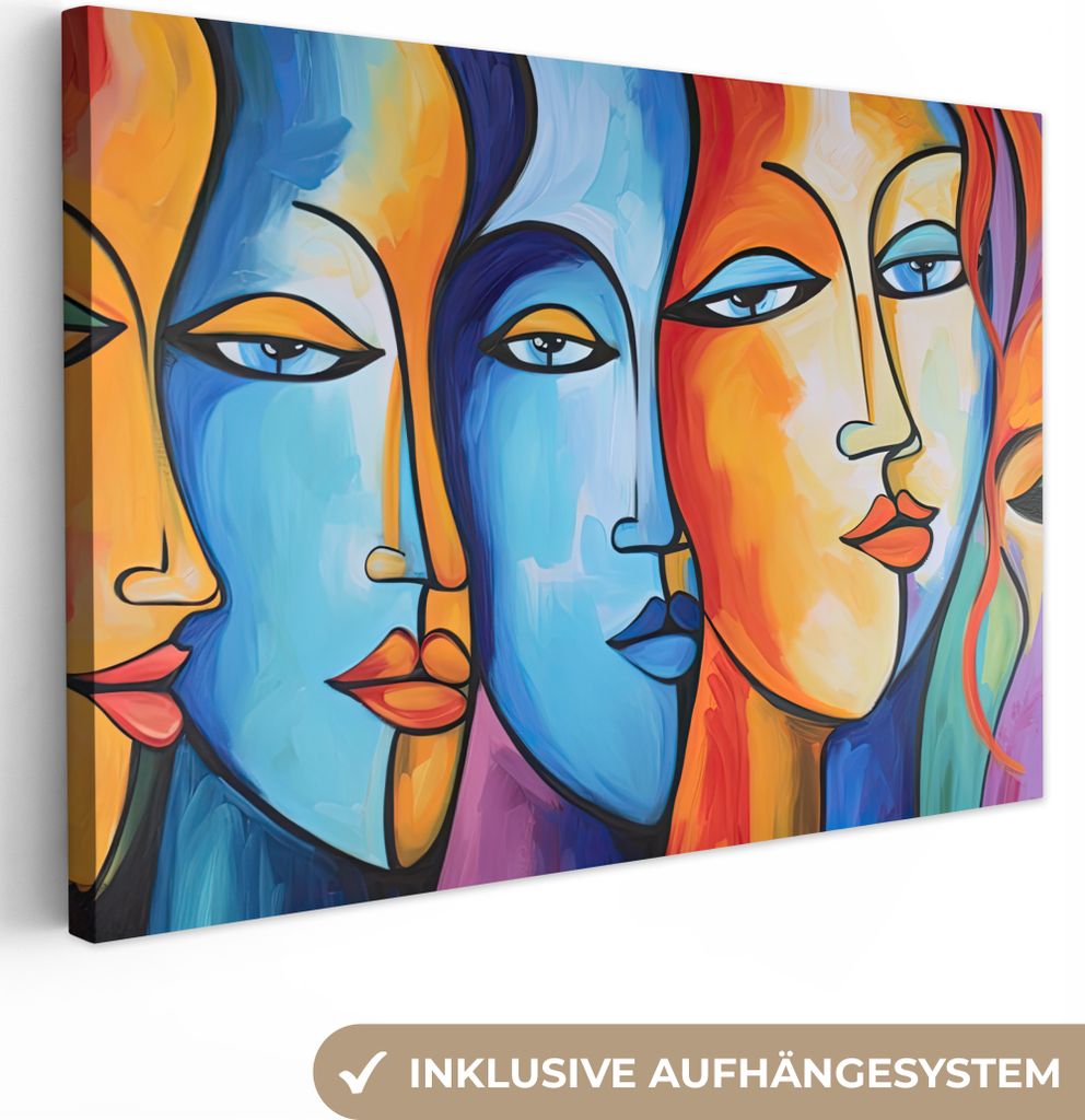 OneMillionCanvasses - Leinwandbilder - 140x90 cm, Kopf - Ölgemälde - Farbenfroh, Wandbilder Kunstdruck Wanddekoration - Foto auf Leinwand - Gem...