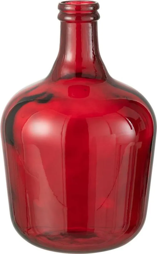 J-Line Vase Carafe en Verre Rouge Moyen pour Décoration d'Intérieur Chic