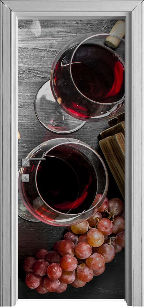 Tür Selbstklebende 80x210 cm Türfolie Türtapete Klebefolie - Rotwein im Glas