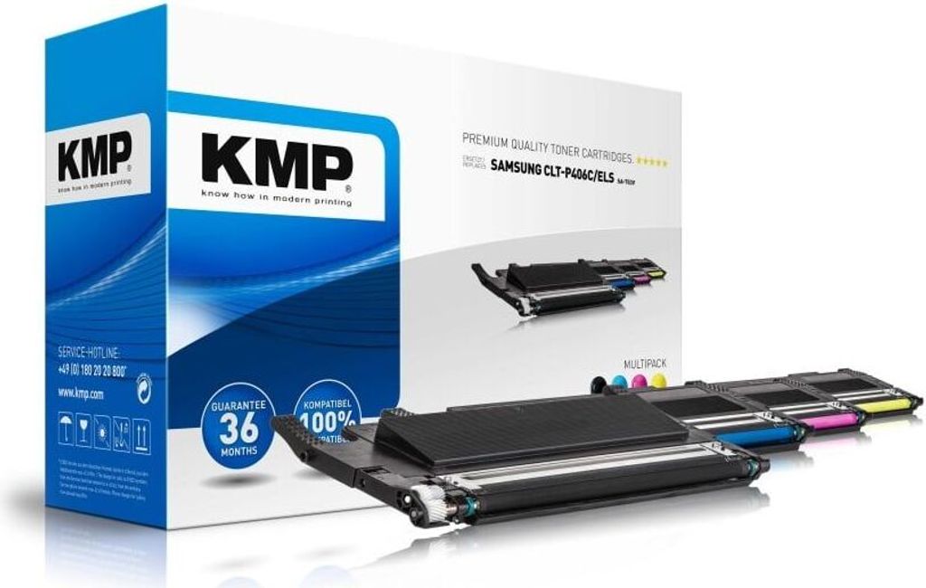 KMP SA-T53V schwarz, cyan, magenta, gelb Toner kompatibel zu SAMSUNG CLT-P406C (SU375A), 4er-Set