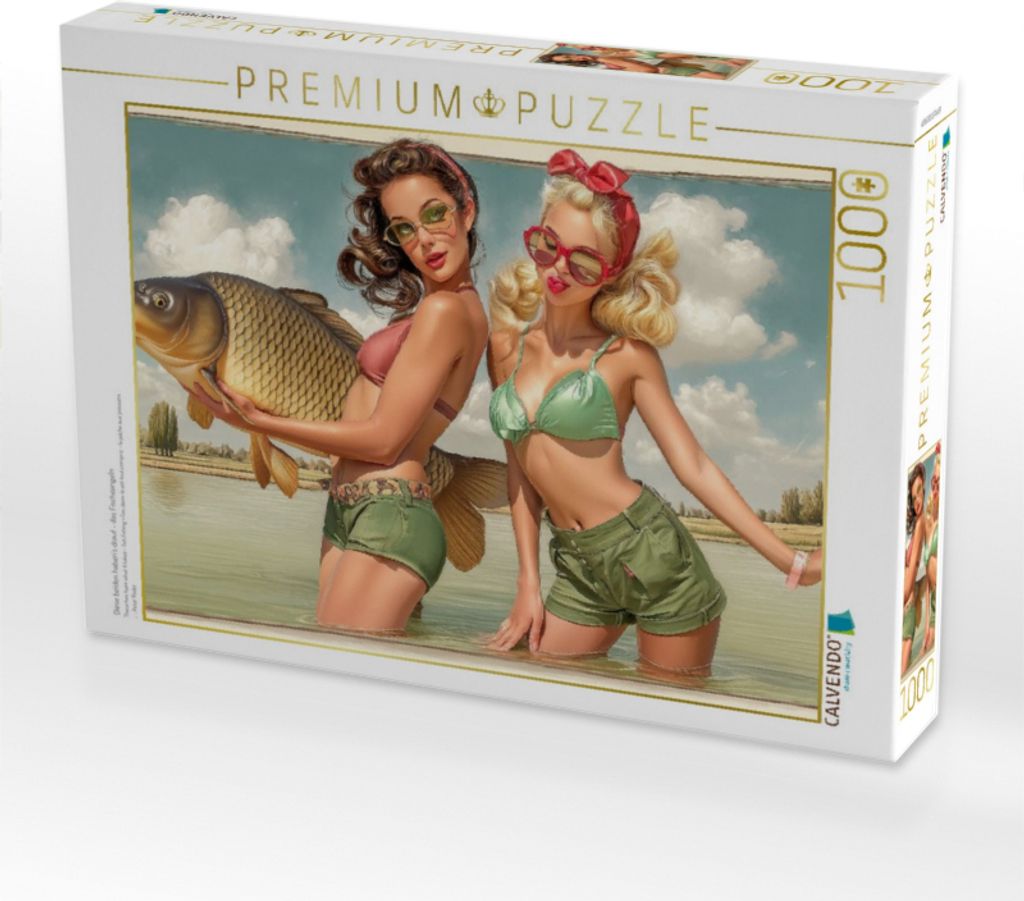 CALVENDO Puzzle Diese beiden haben ́s drauf - das Fischeangeln | 1000 Teile Lege-Größe 64x48cm Foto-Puzzle für glückliche Stunden