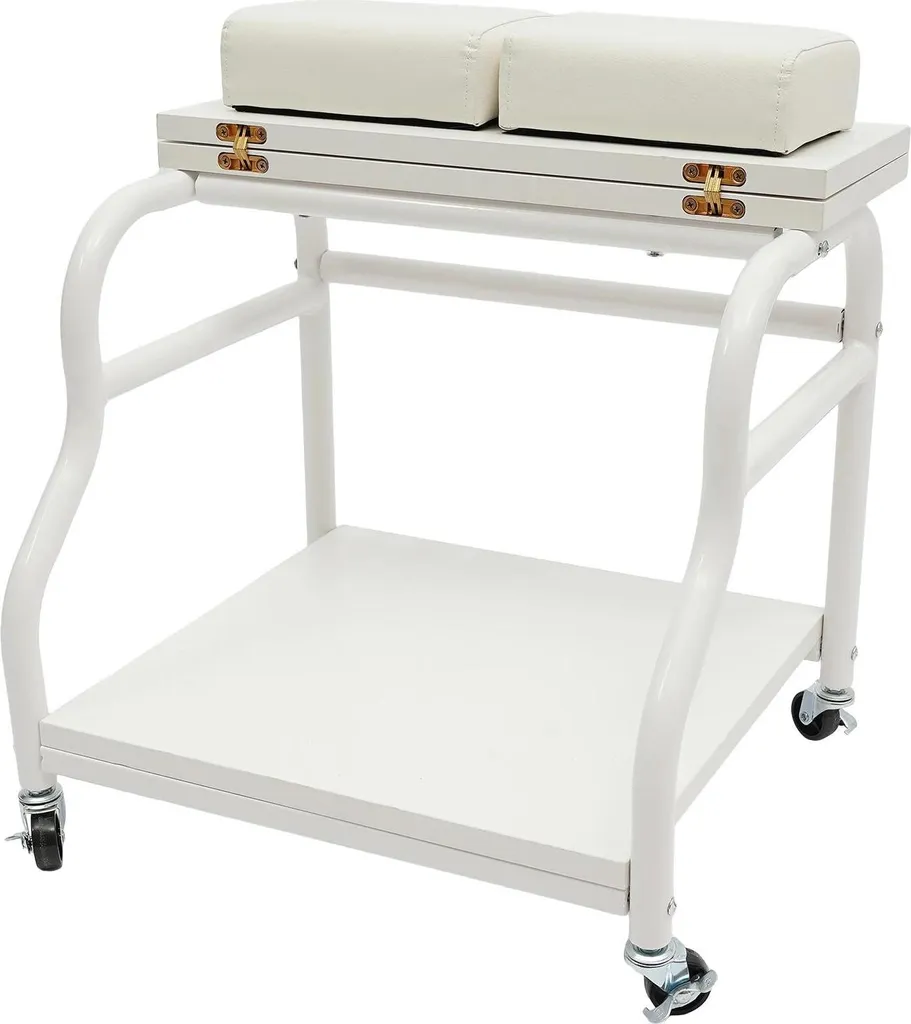 Chariot pour bain de pieds blanc en acier et PU avec 4 roulettes