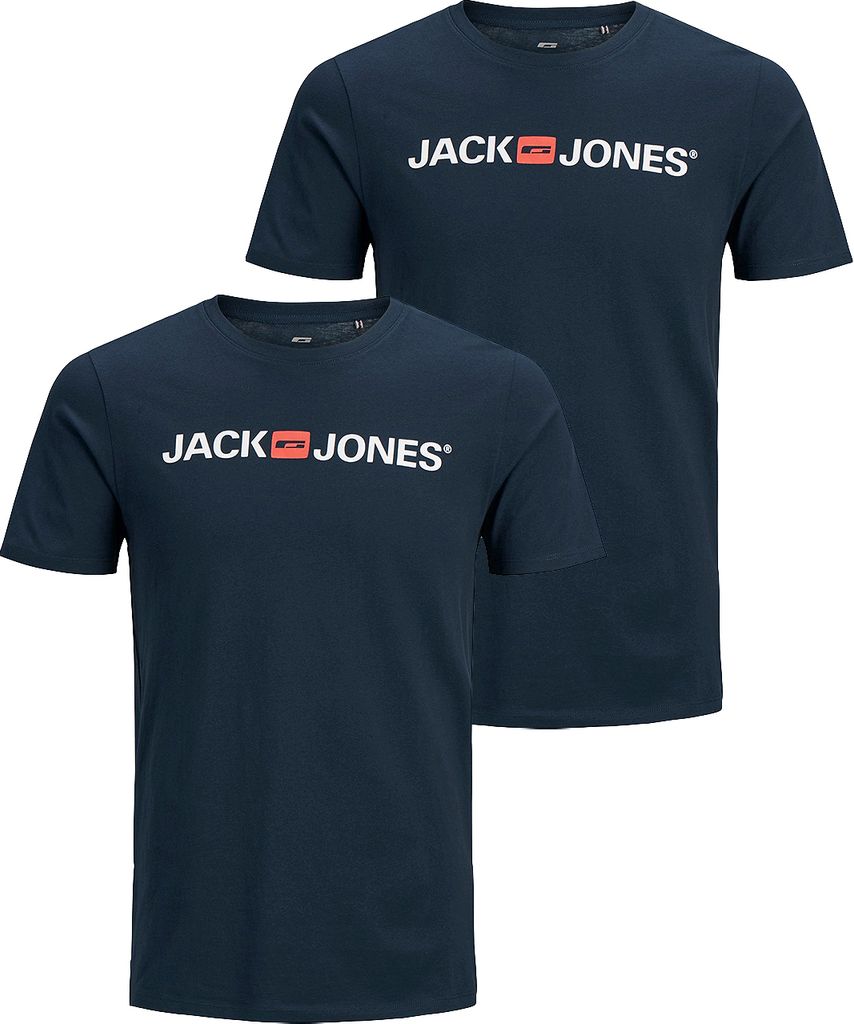JACK & JONES Rundhals T-Shirt 2-er Stück Pack Kurzarm Shirt Basic Set JJECORP Größe: XS