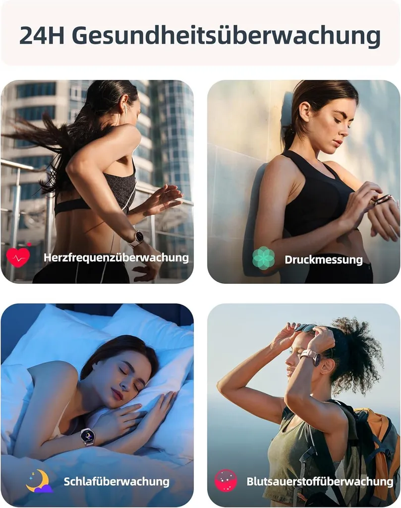 Smartwatch da donna, orologio da nuoto impermeabile 5ATM con funzione telefono, orologio fitness da donna con 100+ modalità sportive, frequenza cardiaca, monitoraggio del sonno, SpO2 - 8