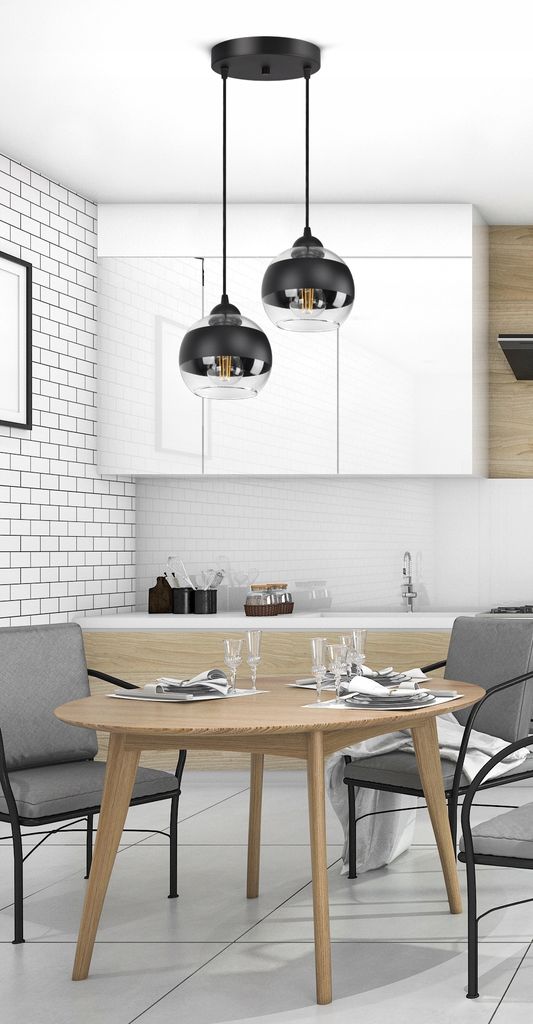 Lampa Wisząca Sufitowa Żyrandol Czarna Szklane Kule Black Zdjęcie produktu 
