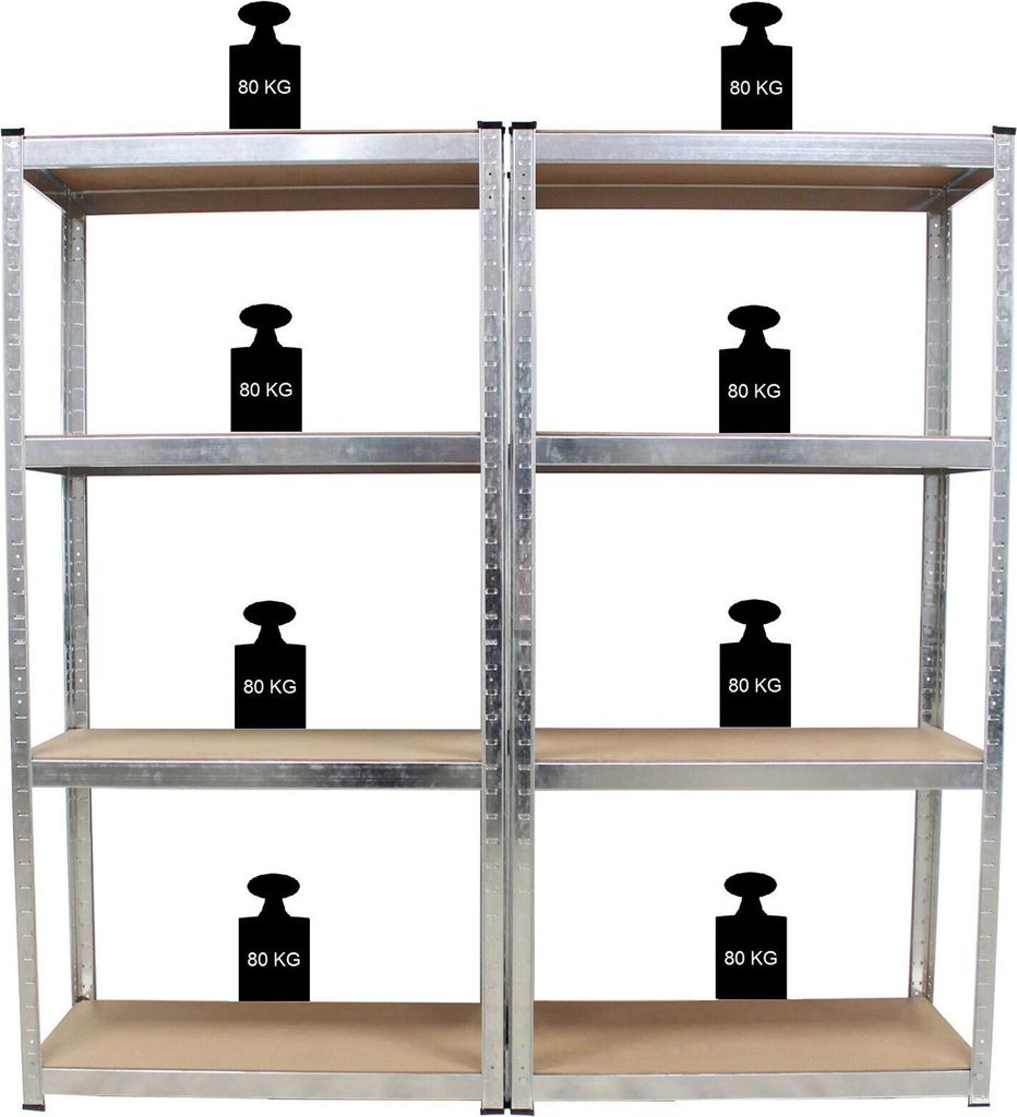 Schwerlastregal 160x80x40 cm 2er Set Lagerregal Kellerregal Produktbild 3