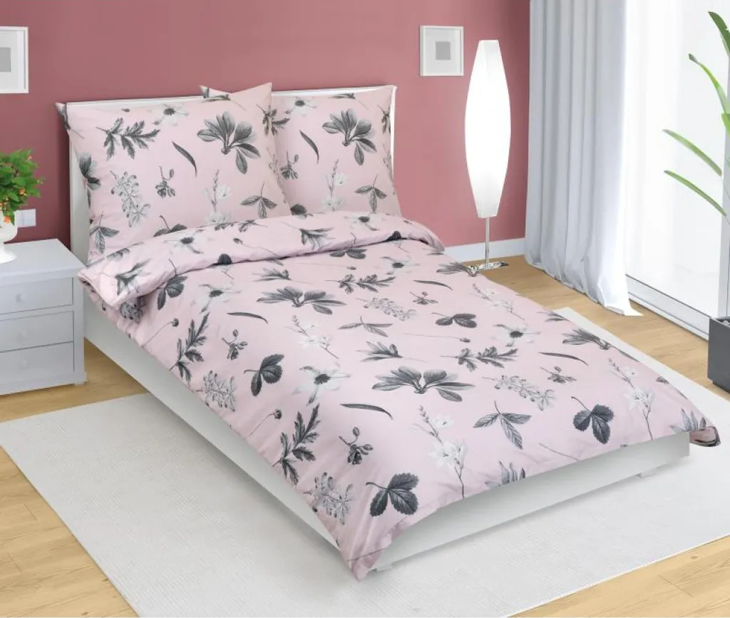 Biancheria Letto 140x220 Rosa e Grigio - Cotone Resistente Lavaggi