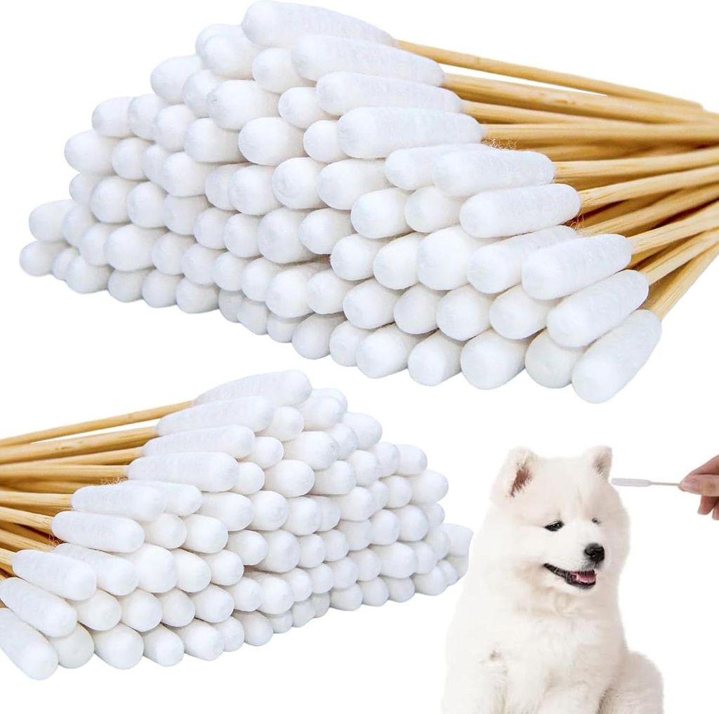 Wattestäbchen für Hunde,Ohrenstäbchen Hunde 2 Größe Ohrreiniger Wattestäbchen für Hunde, Katzen, Pferde, Zahnreinigung, Ohrenreinigung(200 S...
