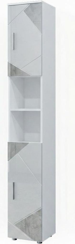 Badschrank Vicco Irma Weiß Hochglanz mit Einsätzen 30 x 192 cm, Model 39622