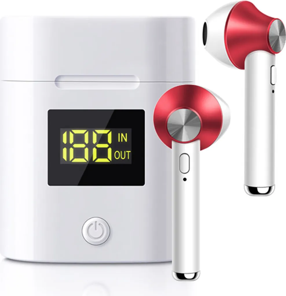 Eko JeezPro Rosse: Auricolari Bluetooth 5.0 con Case LED per Sport e Tempo Libero