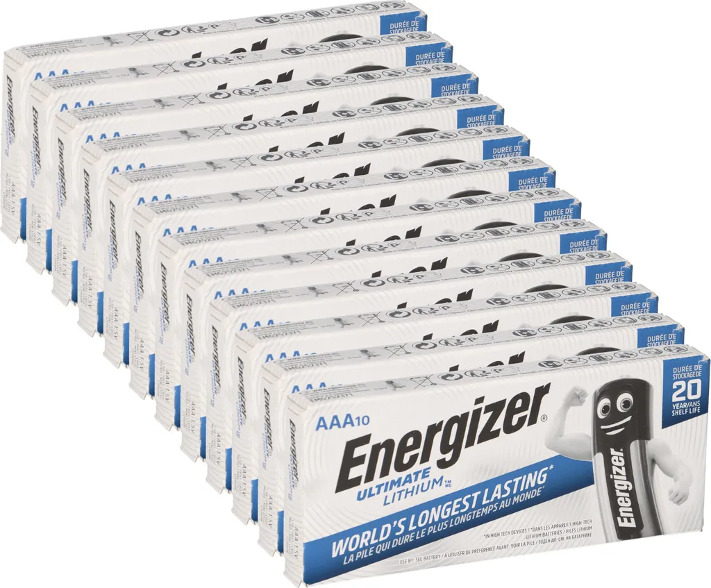 Lot de 120 Piles AAA Lithium Energizer Ultimate LR03 Micro L92 Longue Durée