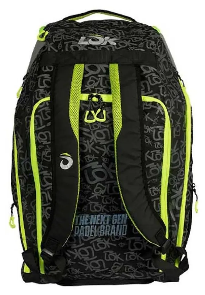 Sac de padel ergonomique Lok Maxx Gen 2 noir limette série Lb1pa2u16
