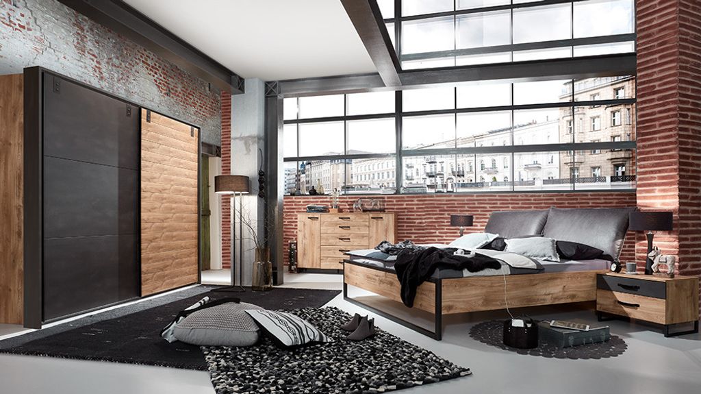 Schlafzimmer Set 5-tlg. DAVENPORT-43 mit Bett 160x200 in Eiche