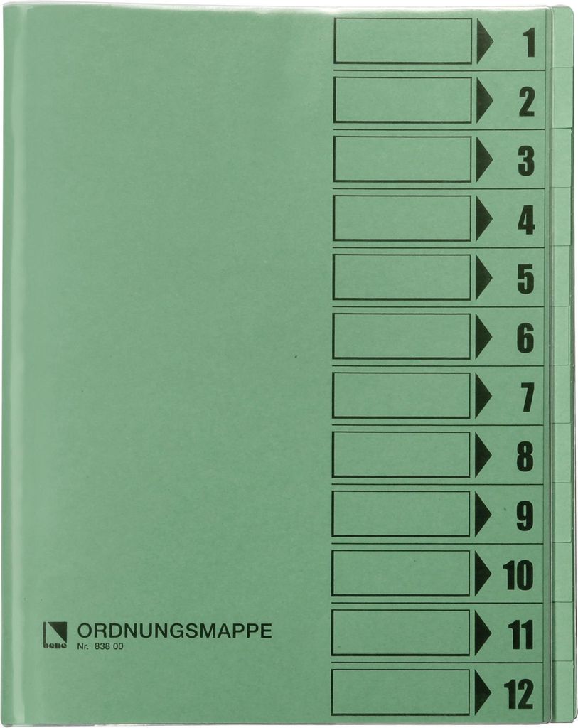 Bene Ordnungsmappe 12 Fächer grün