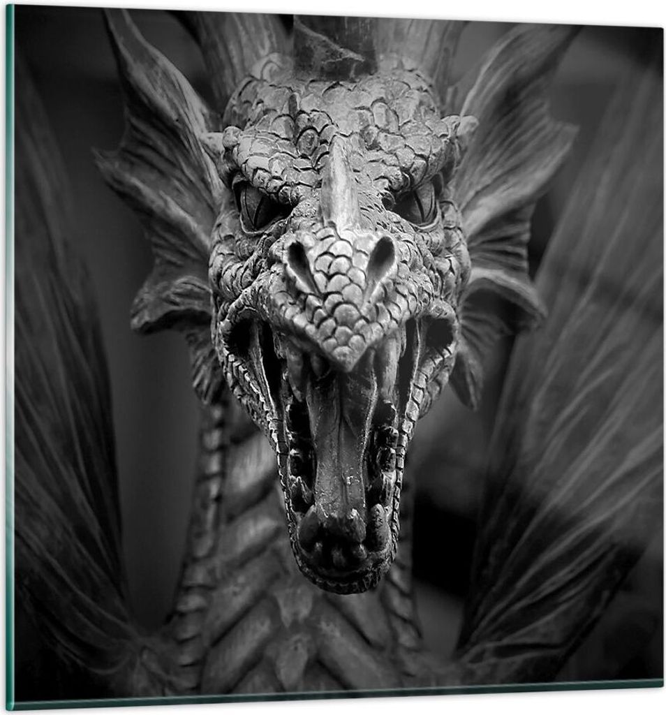 Bilder auf glas - Drache Kreatur Waage - 50x50cm - Glasbilder - Wandbilder - Kunstdruck - zum Aufhängen bereit - Wanddekoration aus Glas - Glas Bi...