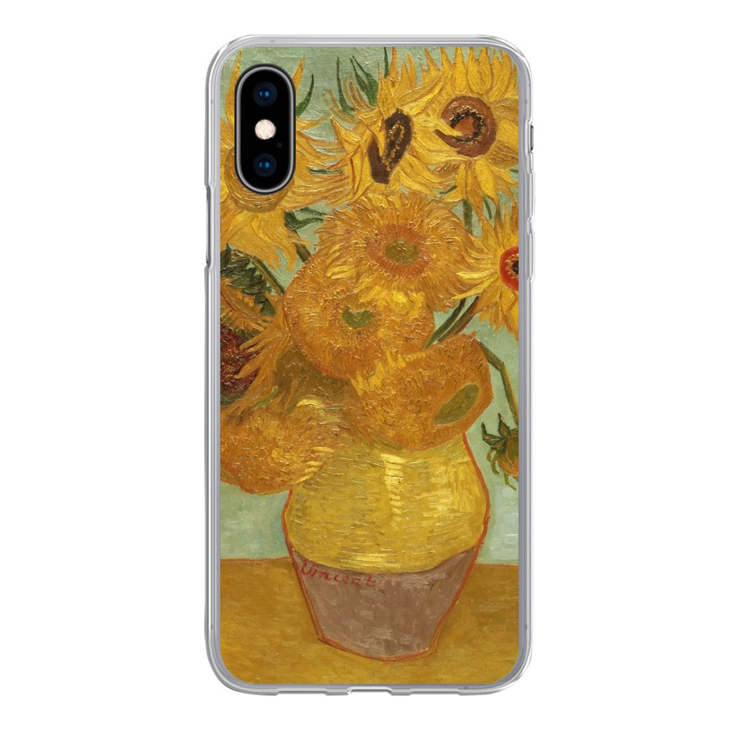 MuchoWow Handyhülle Schutzhülle Hülle für iPhone X Sonnenblumen - Vincent van Gogh Silikon Softcase Handy Hülle - Handyhülle