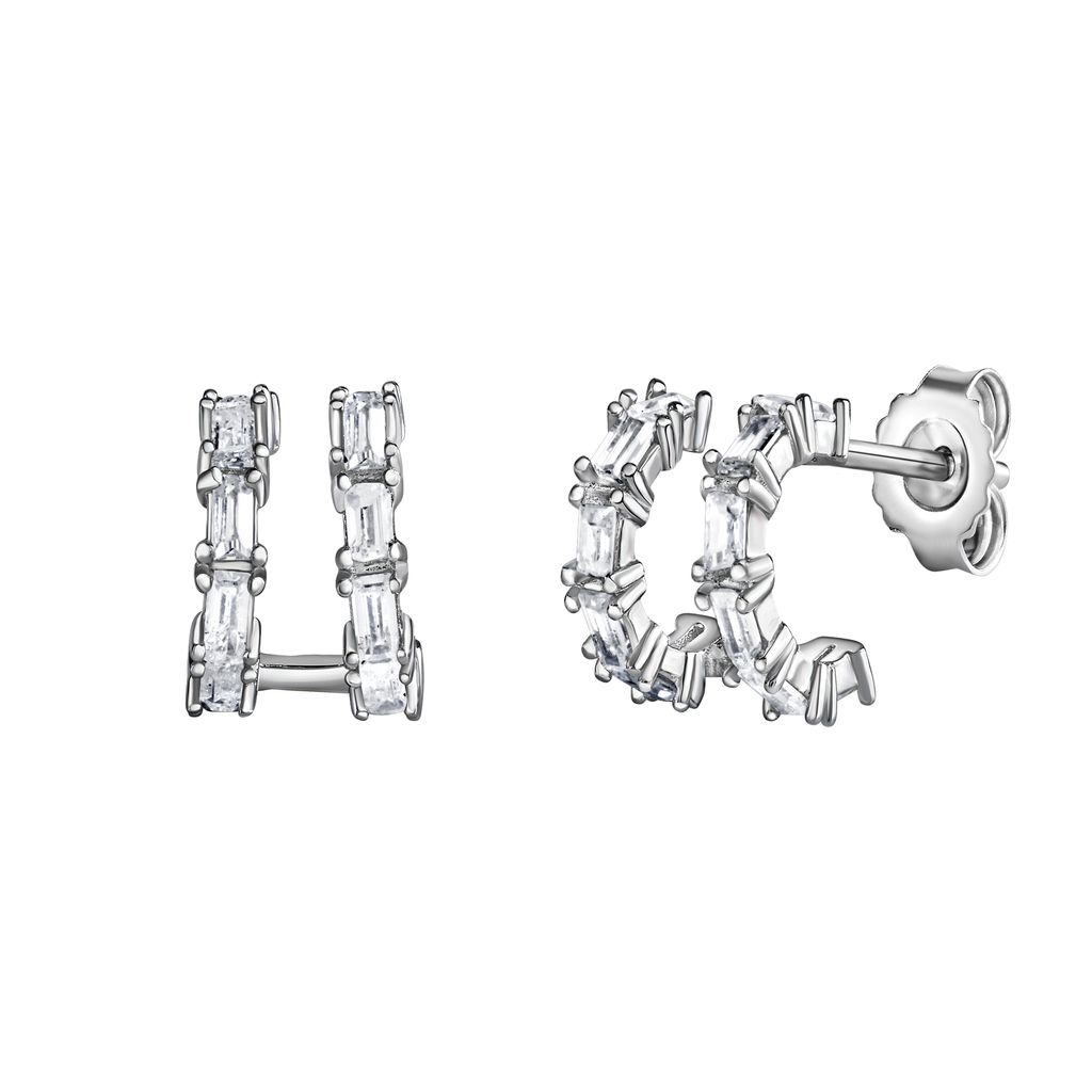 V Ohrstecker 925/- Sterling Silber 1,1cm weiß Zirkonia weiß 358220780R