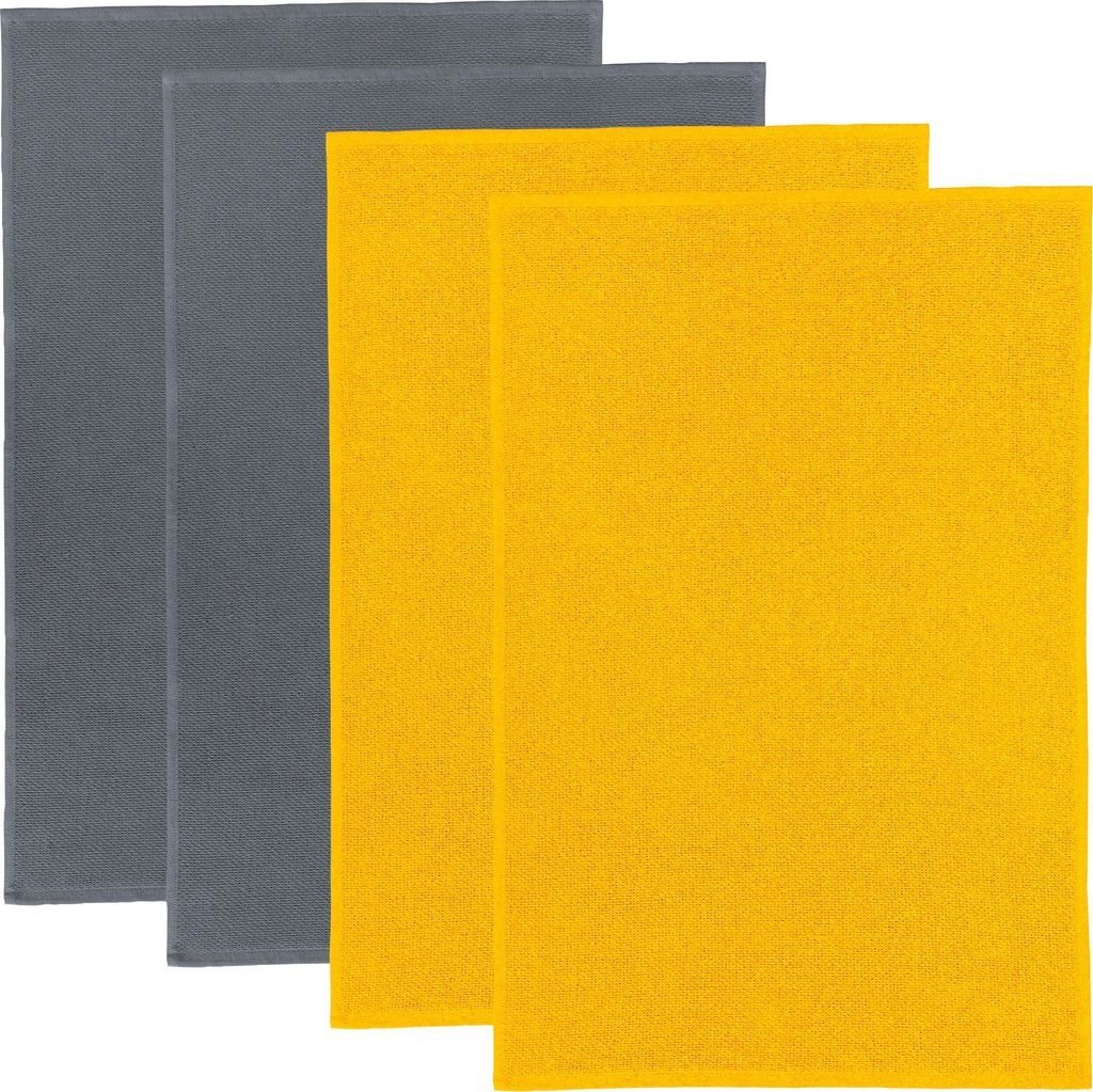 Erwin Müller Frottier-Geschirrtuch 2-farbig 4er-Pack grau/curry 50x70 cm