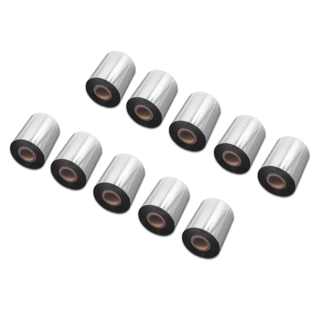 vhbw 10x Thermotransfer-Band kompatibel mit Bixolon Samsung SLP-TX400 Drucker Etikettendrucker, Wischfest, 80 mm x 300 m, Wachs Harz Schwarz