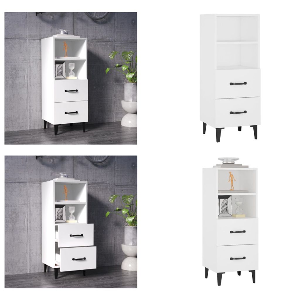 vidaXL Sideboard Weiß 34,5x34x90 cm Holzwerkstoff - Sideboard - Sideboards - Schrank - Lagerschrank