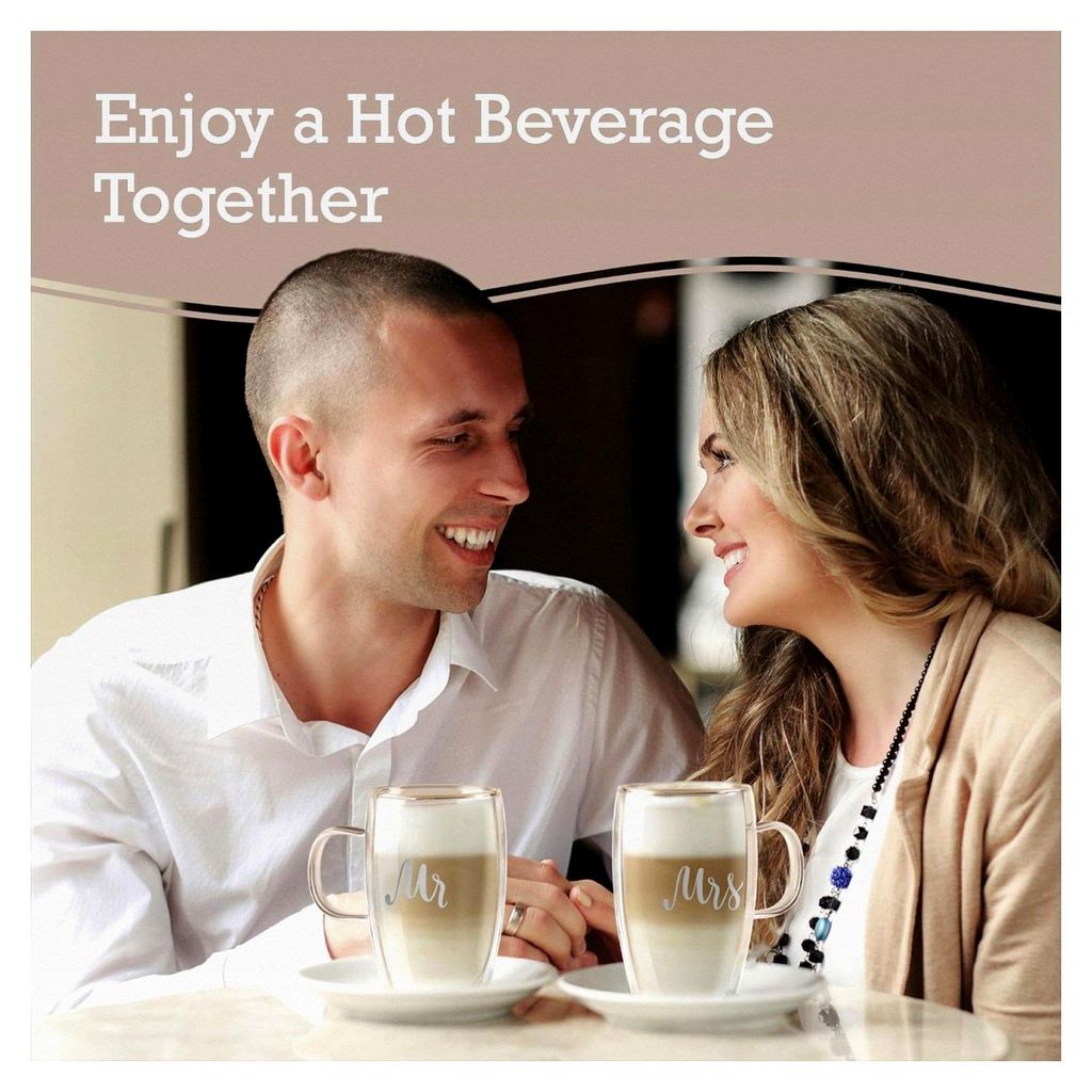 Mr und Mrs Tassen – Geschenke für Paare – Kaffeetassen Set für Sie und Ihn mit 2 Stück für Jahrestag, Hochzeit oder Valentinstag – große...