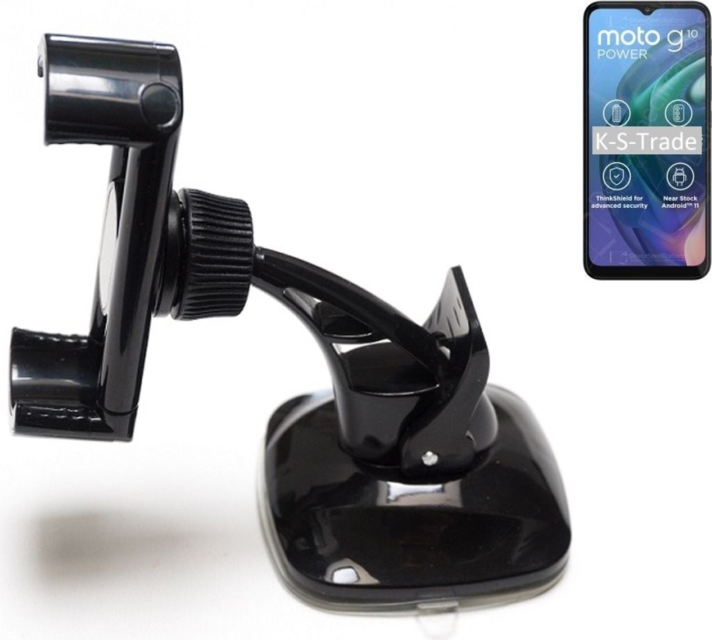 K-S-Trade kompakte Handy-Halterung Windschutzscheibe kompatibel mit Motorola Moto G10 Power Armaturenbrett schwarz Autohalterung KFZ Halter