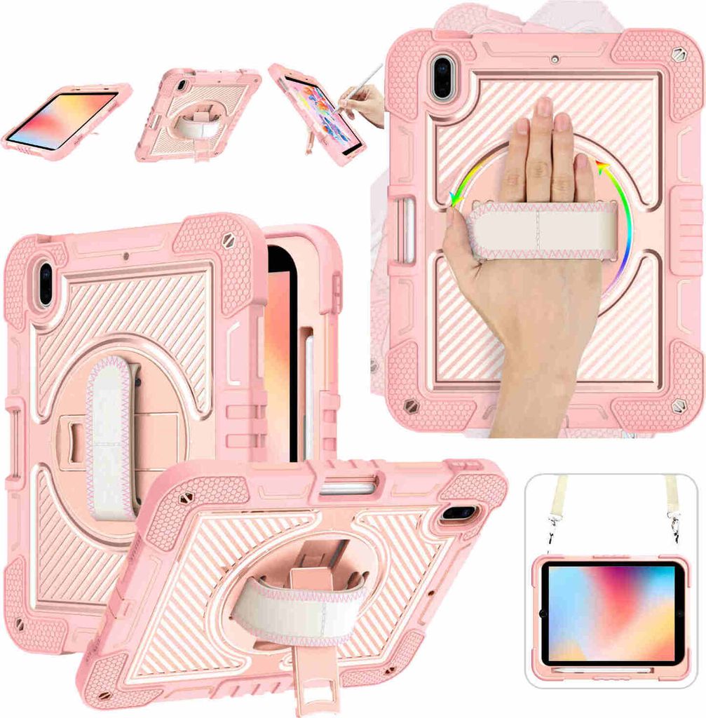 Für Apple iPad 11. Gen A16 2025 / 10.9 2022 360 Grad Rosa Schock Tablet Tasche Hülle Etuis