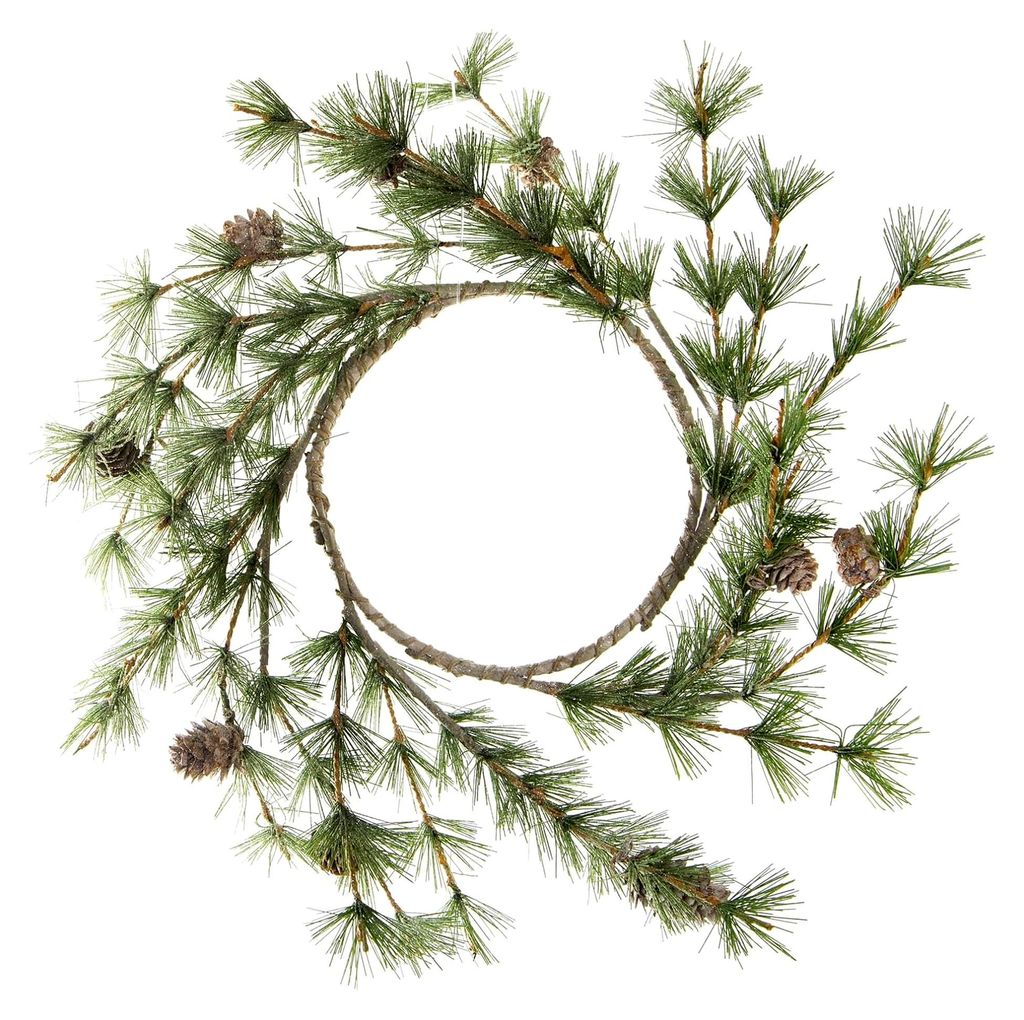 Künstlicher Türkranz aus Lärchenzweigen mit Zapfen - Weihnachtskranz Wanddekoration Türschmuck Ø 40 cm