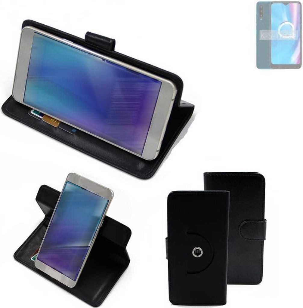 K-S-Trade Case Schutzhülle Handyhülle kompatibel mit Alcatel 3X Plus Flipcase Smartphone Cover Handy Schutz Tasche Klapphülle Walletcase schwarz