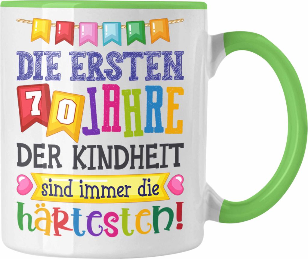Trendation - 70. Geburtstag Tasse Geschenk Lustig Spruch Oma Opa Geschenkidee 70er (Grün)