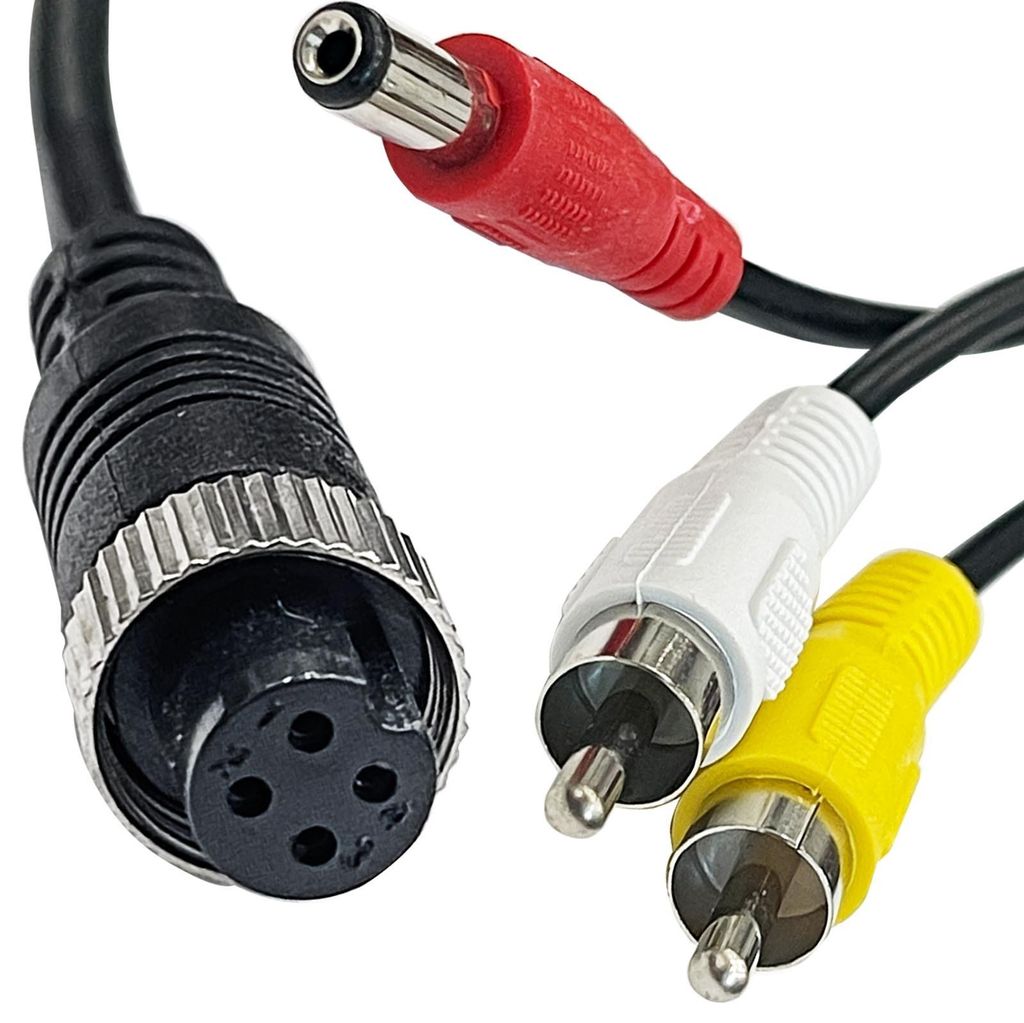 HT-ImEx rear view camera 4-pin adapter cable to 2x RCA plugs Chinch Cynch
