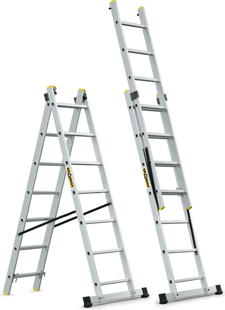 Échelle Double en Aluminium 2x7 Marches Transformable Charge 150 kg